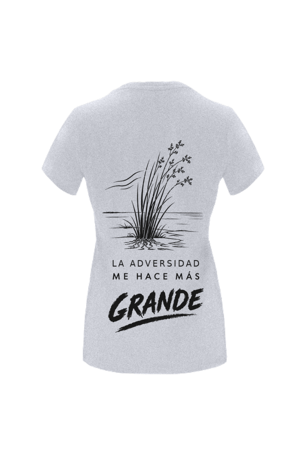 Camiseta de mujer en gris piedra, con un diseño inspirado en la resistencia y la capacidad de superación. Una planta que crece junto al mar simboliza la fortaleza, la perseverancia y el crecimiento personal frente a las dificultades.

Un diseño minimalista, elegante y lleno de significado que transmite un mensaje poderoso: **«La adversidad me hace más GRANDE».**

**IMPARABL3. El rumbo lo marcas tú.**