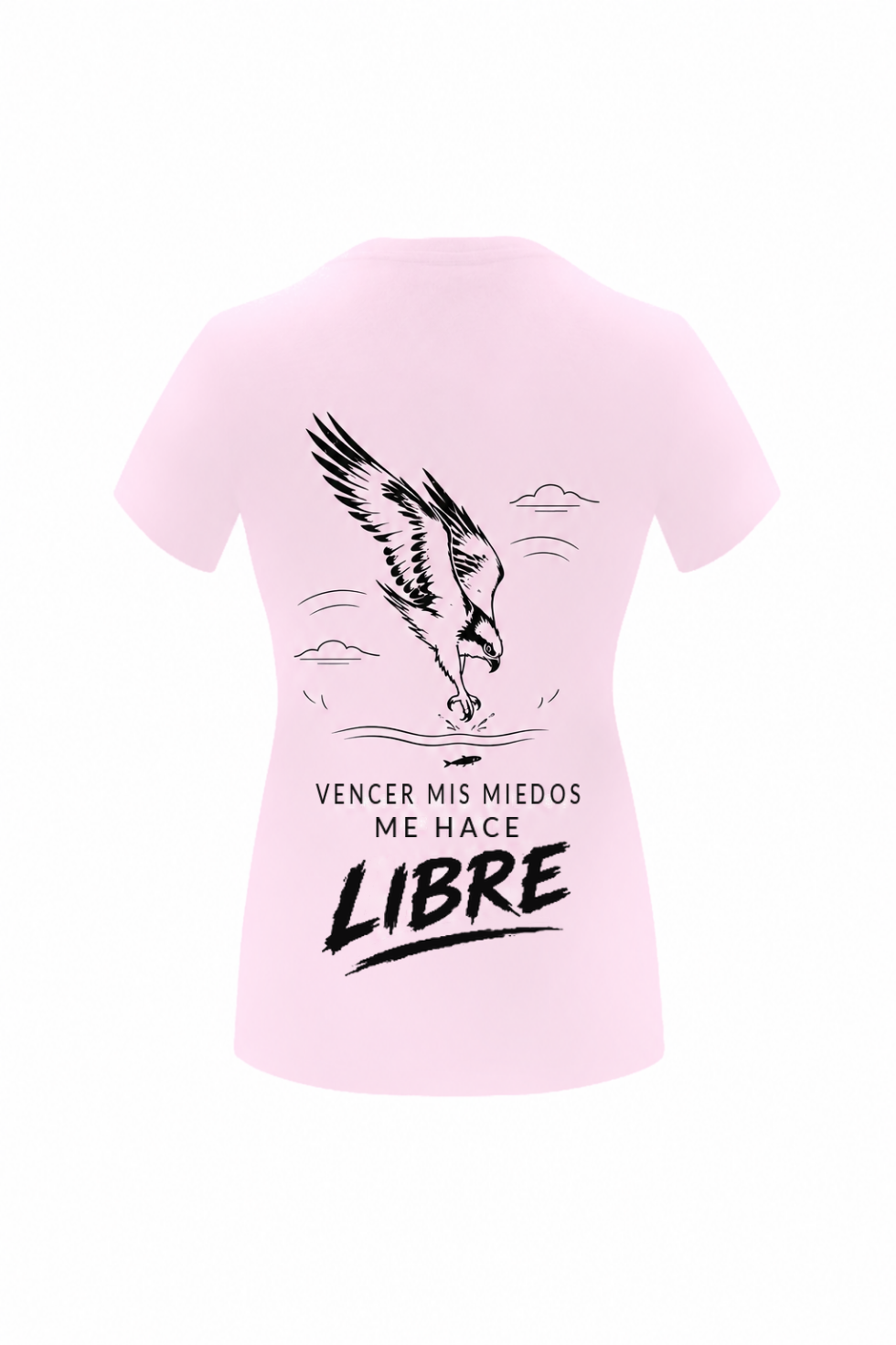 Camiseta de mujer en rosa, con un diseño inspirado en la libertad y la superación personal. Un águila pescadora lanzándose hacia el mar simboliza el valor, la determinación y la fuerza para enfrentarse a nuestros propios límites.

Un diseño delicado, femenino y lleno de significado que transmite un mensaje poderoso: «Vencer mis miedos me hace LIBRE».

IMPARABL3. El rumbo lo marcas tú.